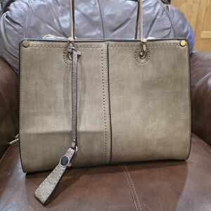 Taupe Structured Tote Bag with Strap